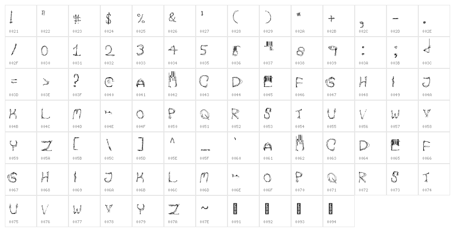 AutumnPixels-Regular Character Map