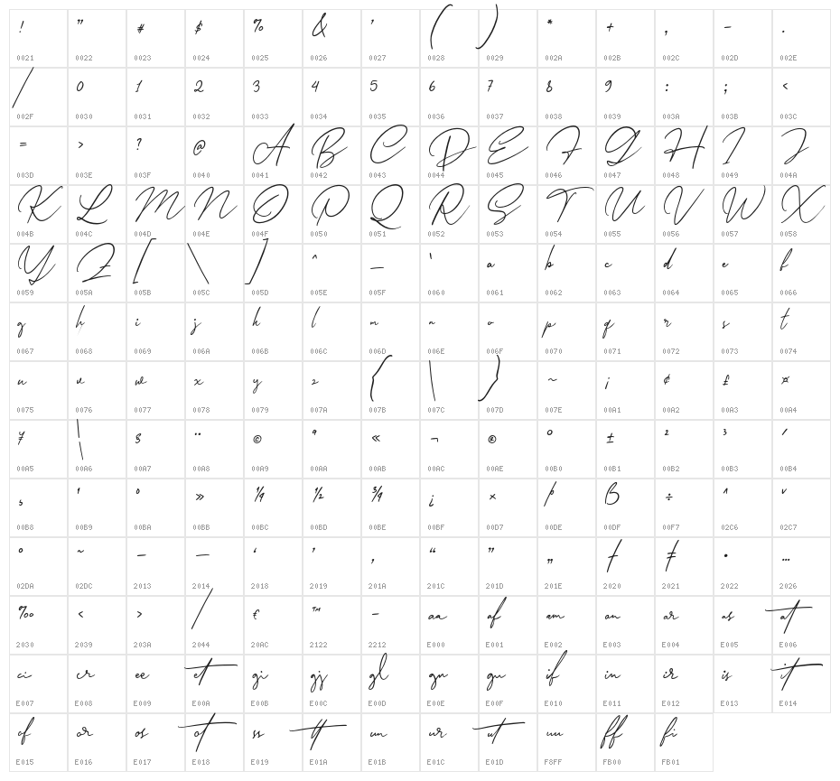 AuturiumDEMO-Regular Character Map