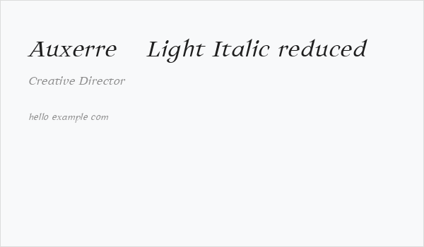Auxerre 46 Light Italic reduced Business Card