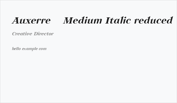 Auxerre 66 Medium Italic reduced Business Card