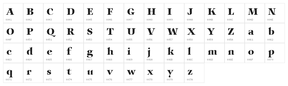Auxerre 75 Bold reduced Character Map
