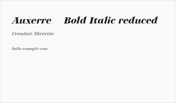 Auxerre 76 Bold Italic reduced Business Card
