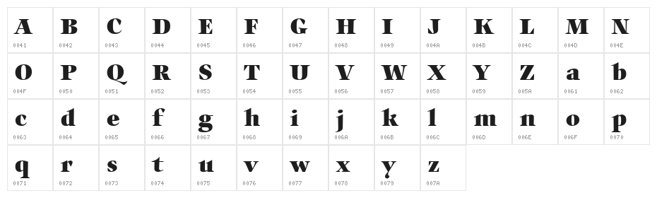 Auxerre 85 Black reduced Character Map