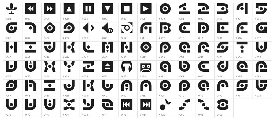 audio 2012 Regular Character Map