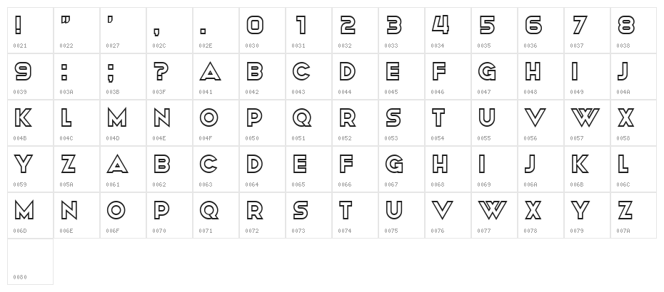 Avalon Regular Character Map