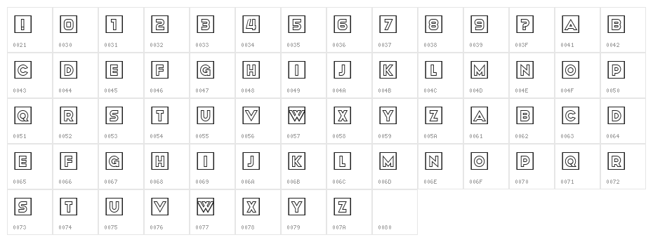 Avalon Square Regular Character Map