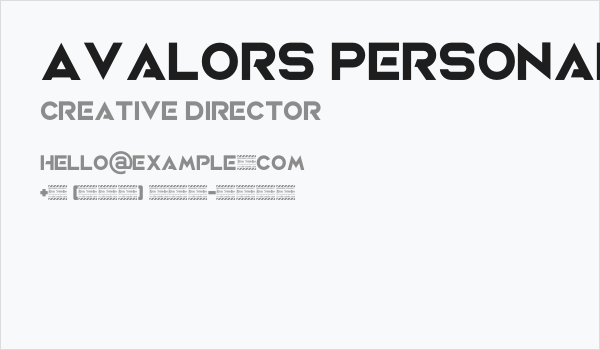 Avalors Personal Use Business Card