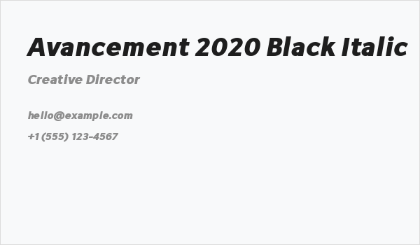 Avancement 2020 Black Italic Business Card