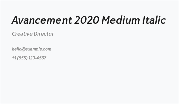 Avancement 2020 Medium Italic Business Card