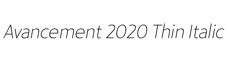 Avancement 2020 Thin Italic  नि: शुल्क फ़ॉन्ट्स डाउनलोड