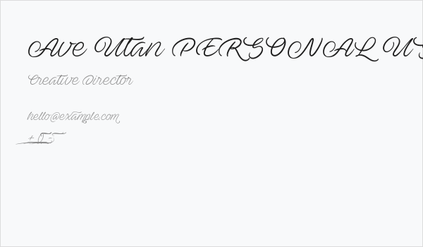 Ave Utan PERSONAL USE ONLY Business Card