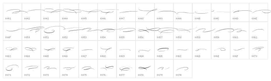 Avelana Deco Thin PERSONAL USE Character Map