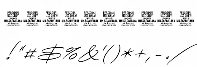 Avelana Thin Ital PERSONAL USE Font OTHER CHARS