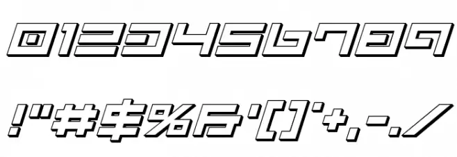 Avenger 3D Italic Font OTHER CHARS