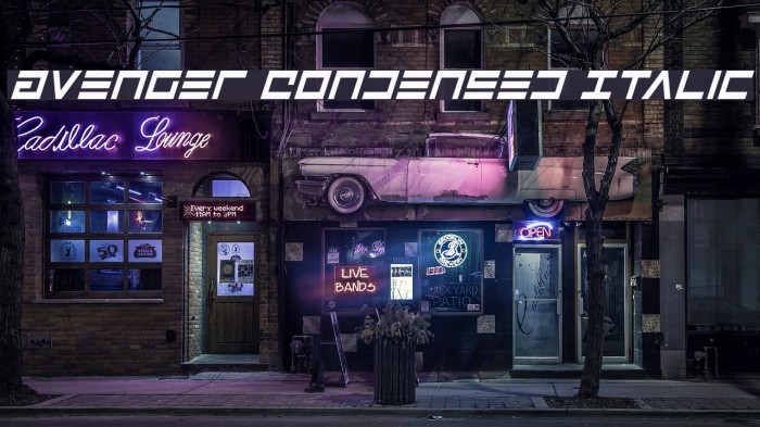 Avenger Condensed Italic Font examples