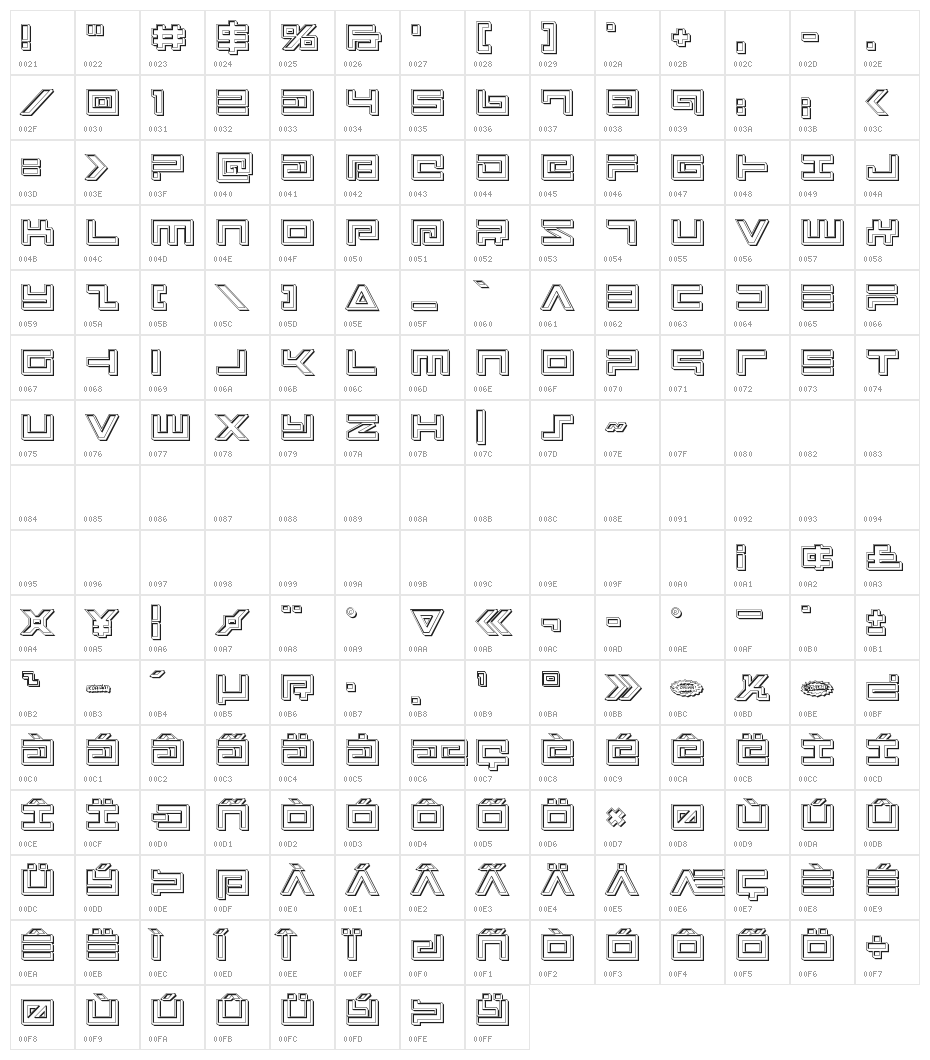 Avenger Engraved Character Map