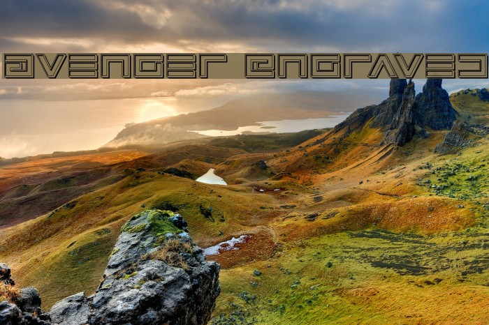 Avenger Engraved Font examples