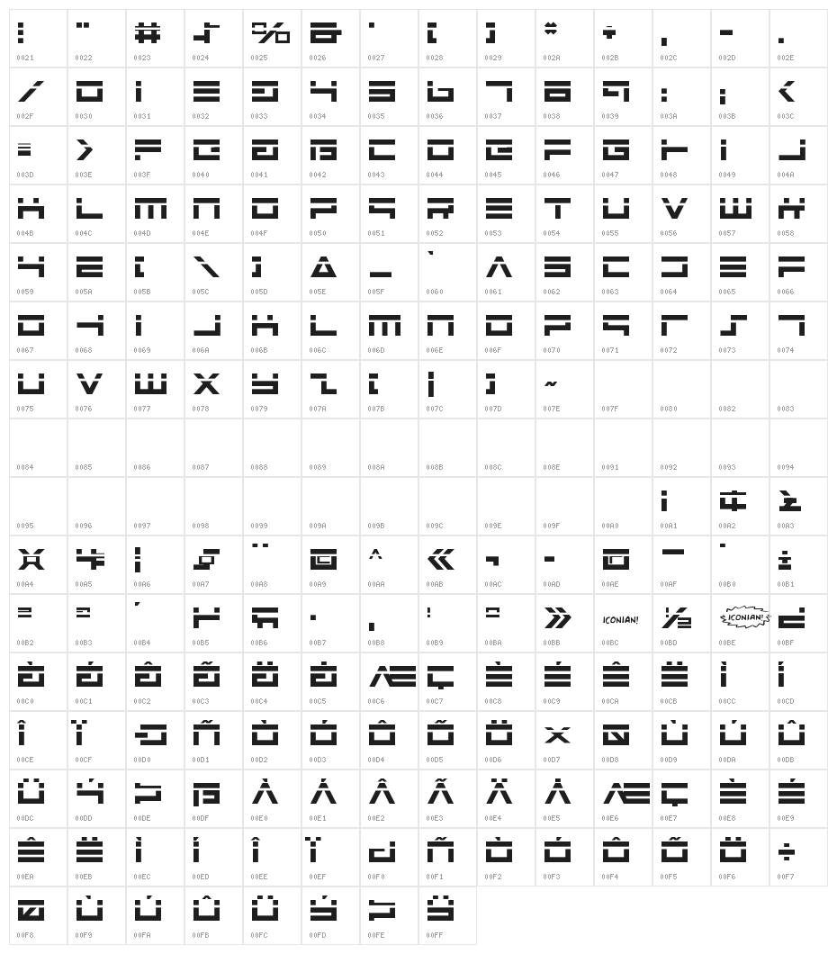 Avenger Laser Character Map