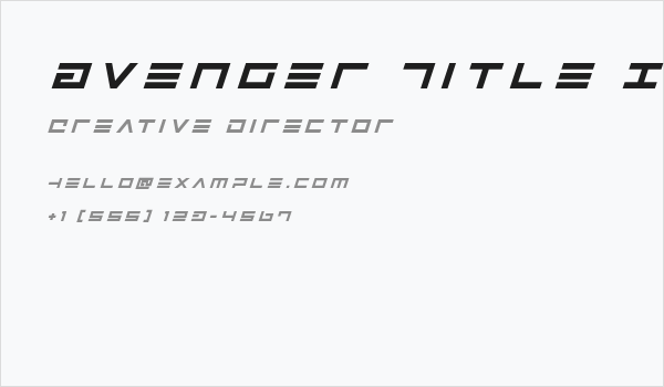 Avenger Title Italic Business Card