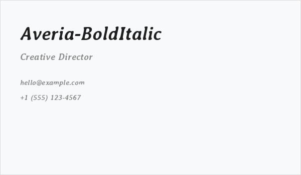 Averia-BoldItalic Business Card