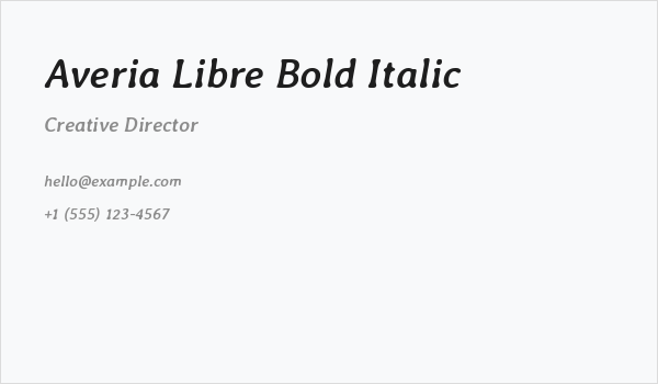 Averia Libre Bold Italic Business Card