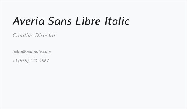 Averia Sans Libre Italic Business Card