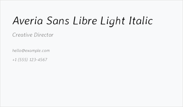 Averia Sans Libre Light Italic Business Card