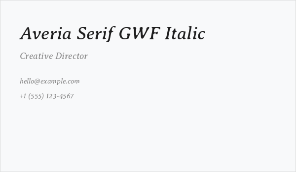 Averia Serif GWF Italic Business Card