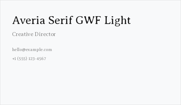 Averia Serif GWF Light Business Card