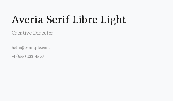 Averia Serif Libre Light Business Card