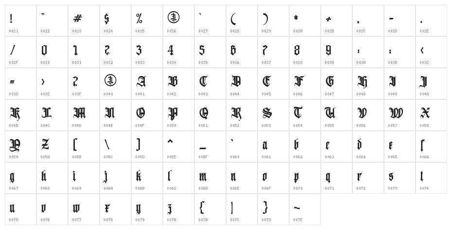 AvestravaTattooPersonalUseOnly Character Map