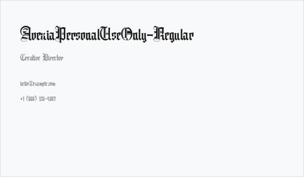 AvexiaPersonalUseOnly-Regular Business Card
