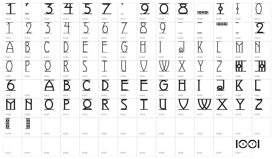 AvignonNF Character Map