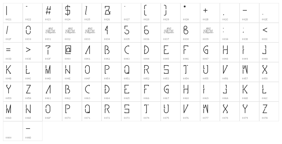 Avint Regular Character Map