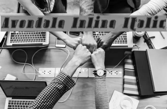Avondale Inline Italic Font examples