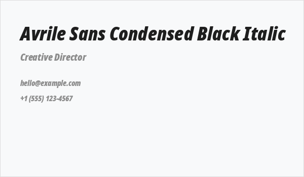 Avrile Sans Condensed Black Italic Business Card