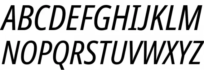 Avrile Sans Condensed Italic Schriftart Groß