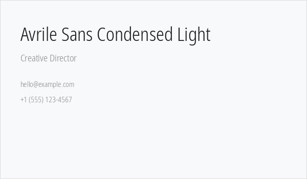 Avrile Sans Condensed Light Business Card