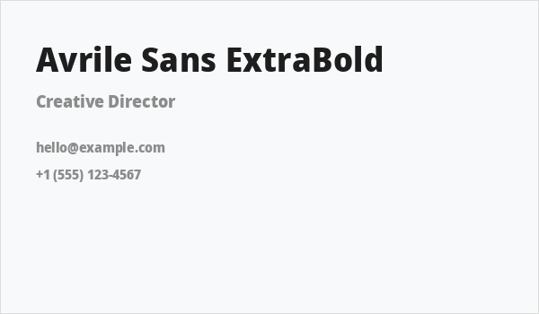 Avrile Sans ExtraBold Business Card