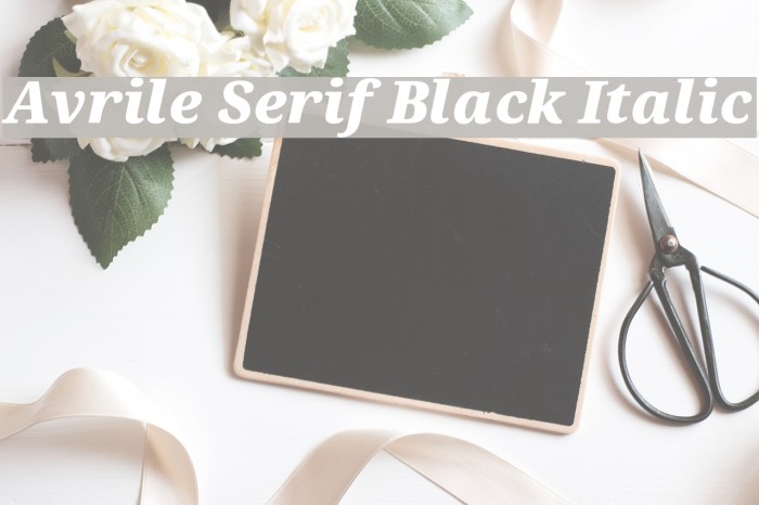 Avrile Serif Black Italic Font examples