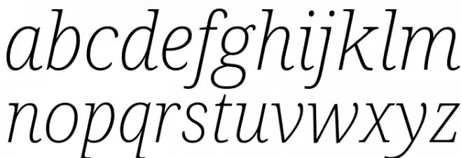 Avrile Serif ExtraLight Italic Caratteri MINUSCOLO