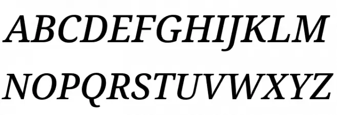 Avrile Serif Medium Italic फ़ॉन्ट अपरकेस