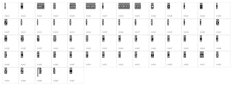 avenue Regular Character Map