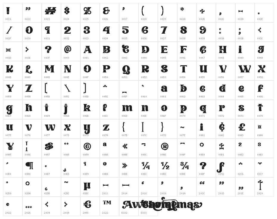 Awesome Christmas Demo Regular Character Map