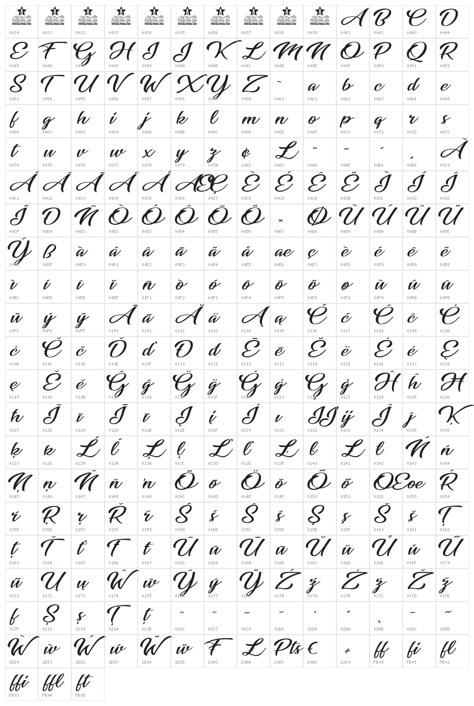 Awesome Season Personal Use Regular Character Map