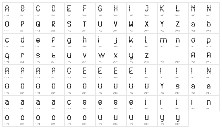 AXTON DEMO Line Character Map