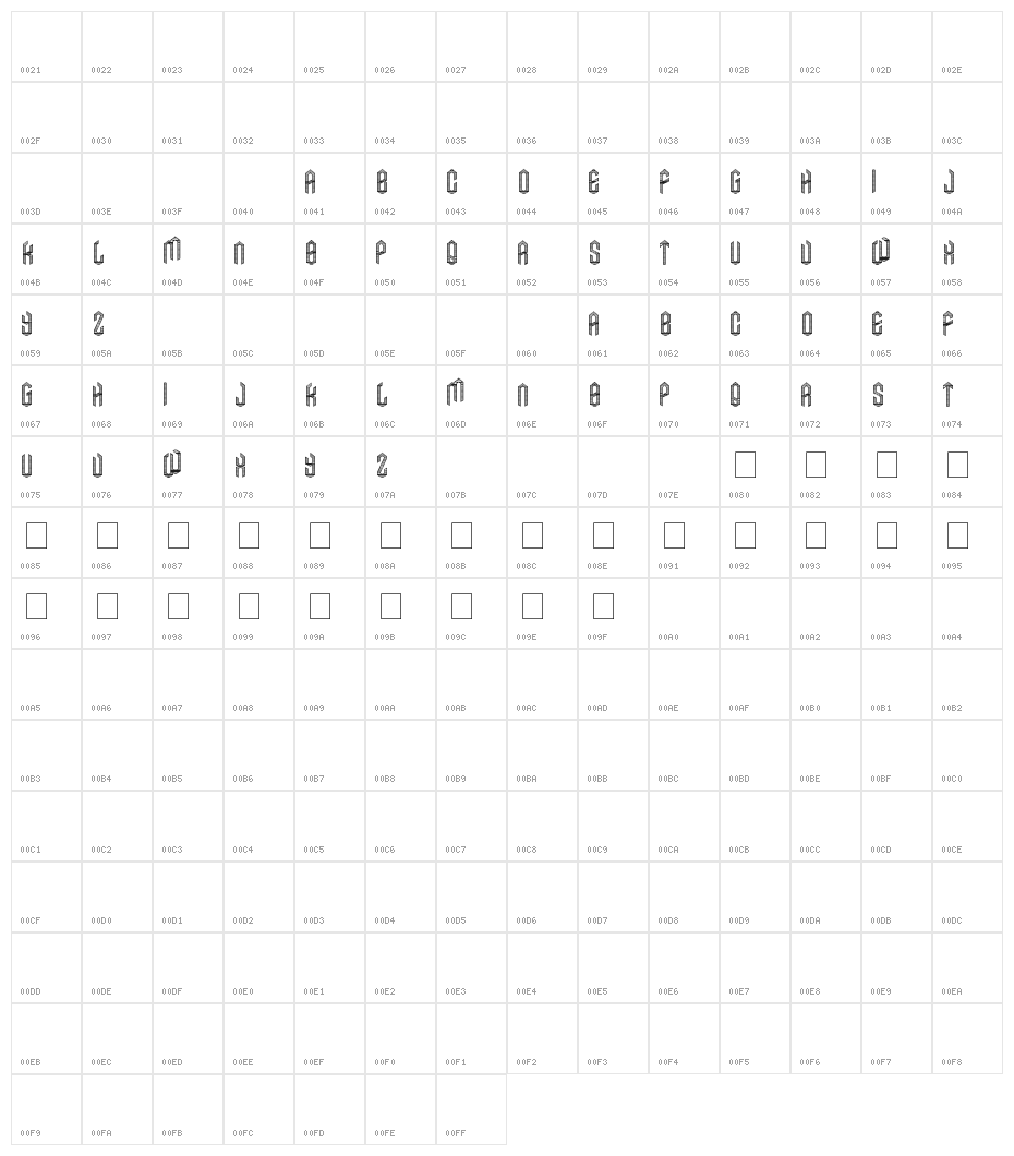 Axe Fill Character Map