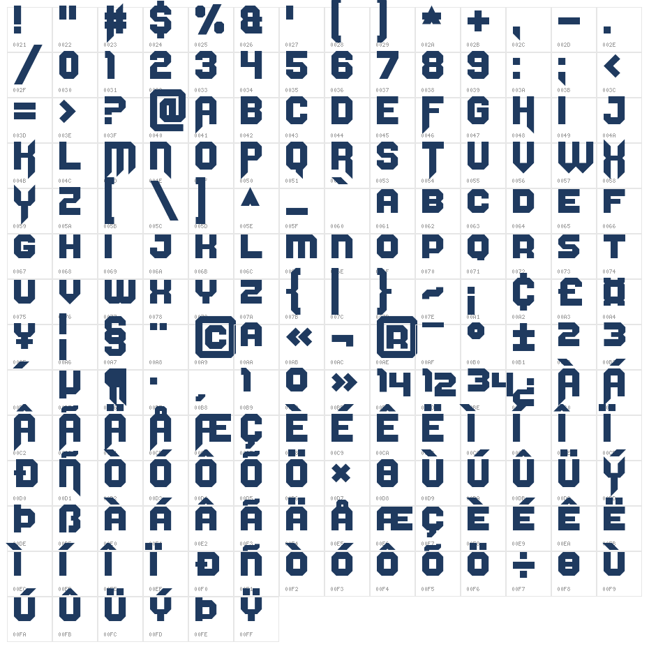 AxewieldeR Regular Character Map
