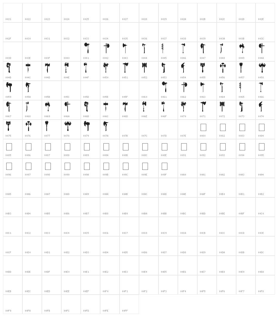 axe for warrior Character Map