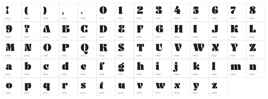 Ayuga DEMO Regular Character Map
